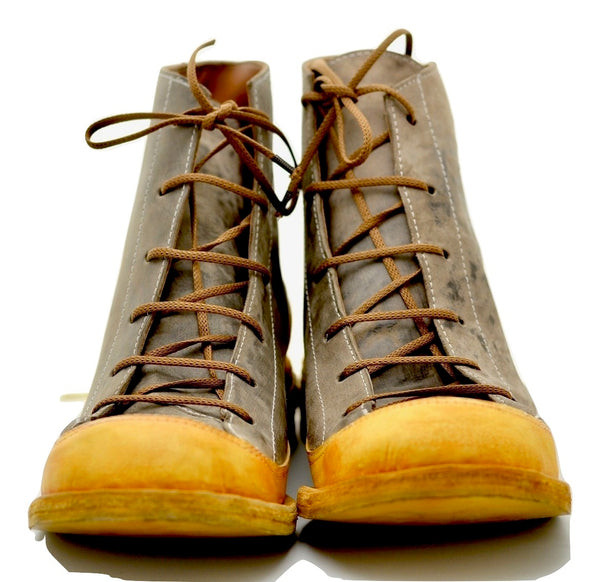 Sneaker boot  |  Hollow wedge | mustard and brown - A. McDonald Shoemaker 