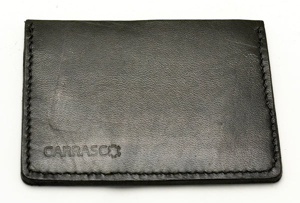 Card Wallet  |  3 slot black | calf with ostrich