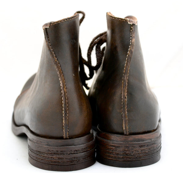 Asym derby boot  |  waxy choc | calf - A. McDonald Shoemaker 