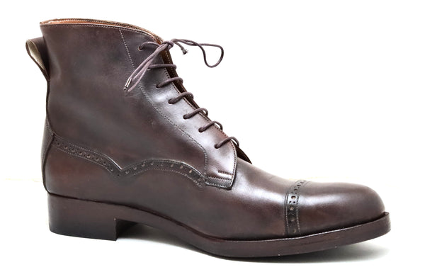 toe cap derby brogue boot  | brown | calf