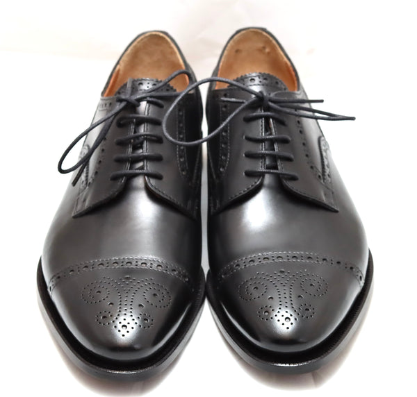 Toe cap derby brogue | black | calf | wide fit