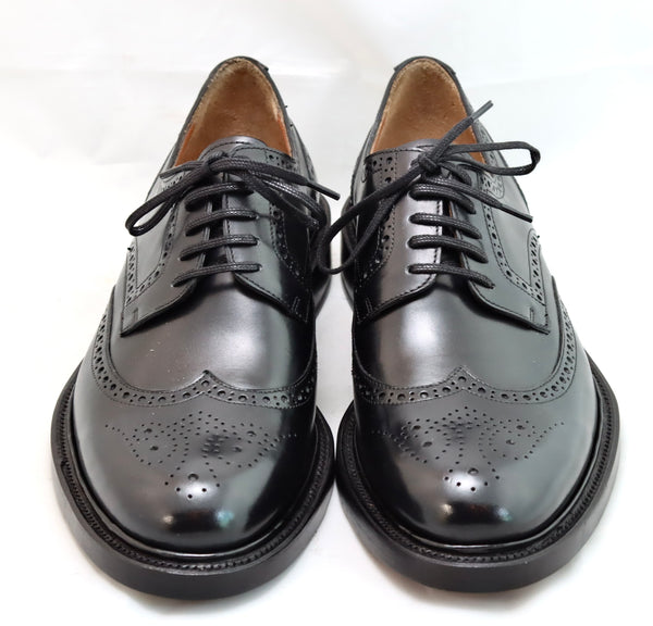 Derby wingtip brogue | black Calf | wide fit | almond toe