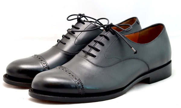 Oxford toecap brogue |  Black  | wide fit | almond toe