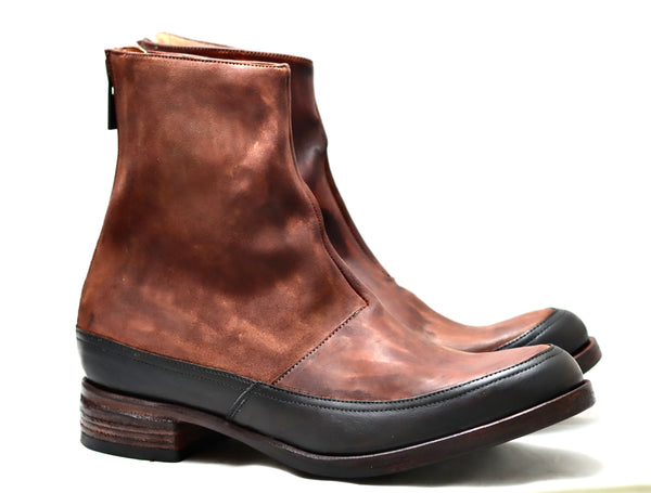Zip back boot | black and brandy cordovan