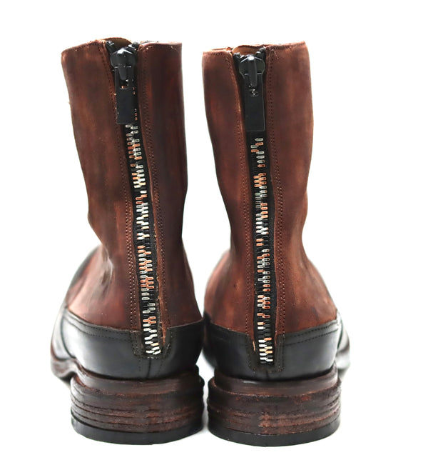 Zip back boot | black and brandy cordovan