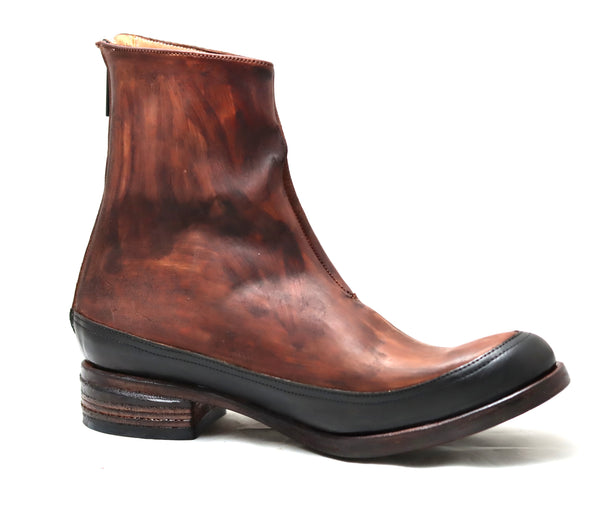 Zip back boot | black and brandy cordovan