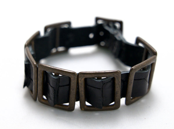 bracelet | japanese brass buckles with croc strap