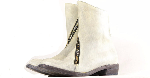 Spiral Zip Boot  |  Dirty white - A. McDonald Shoemaker 