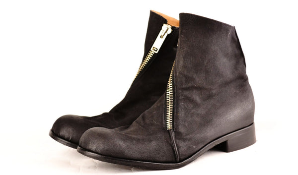 Spiral Zip Boot  | black canvas - A. McDonald Shoemaker 