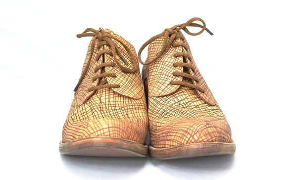 Asym Derby | engraved tan calf - A. McDonald Shoemaker 
