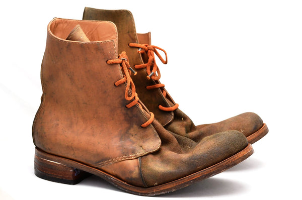 Handmade mens boots made from reverse cordovan leather in Sydney Australia.