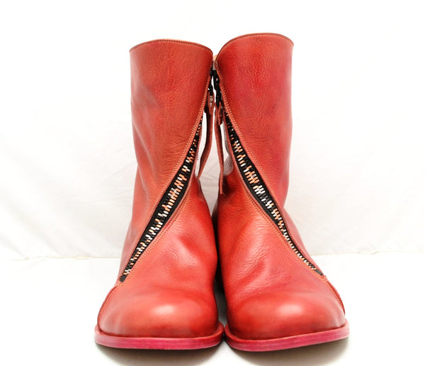 Spiral zip back boot | crimson cordovan - A. McDonald Shoemaker 