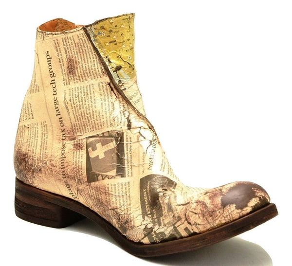 Zip Back Boot  |  decoupage newsprint - A. McDonald Shoemaker 
