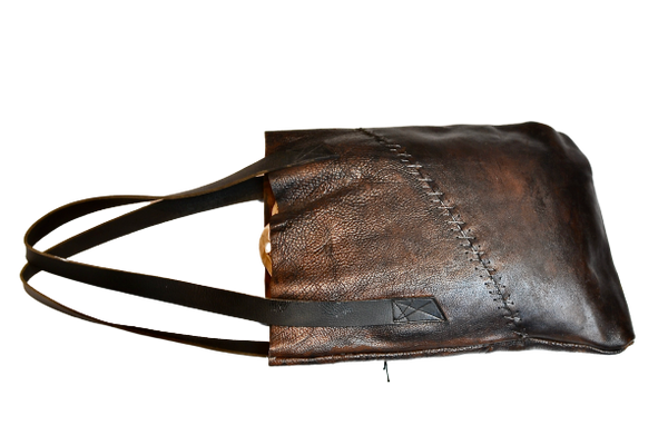 Zip Tote  |  reverse bison black stain - A. McDonald Shoemaker 