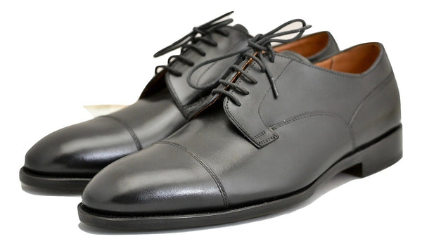 Toe cap derby shoe | Black box calf wide fit