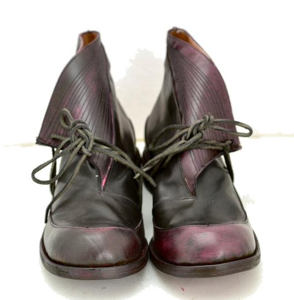 Sneaker boot  |  Foldover black and plum calf