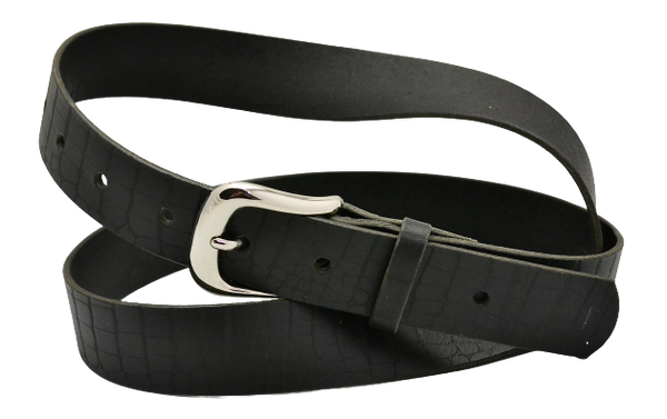 Belt | unstitched black narrow | croc print