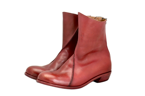 Zip back boot in pomegranate | Calf - A. McDonald Shoemaker 