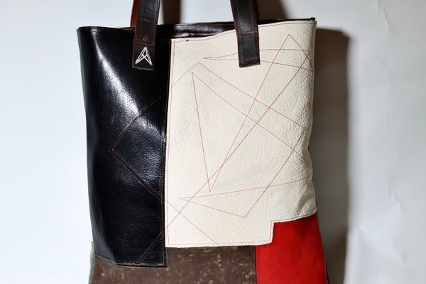 Patch tote | mixed leather samples