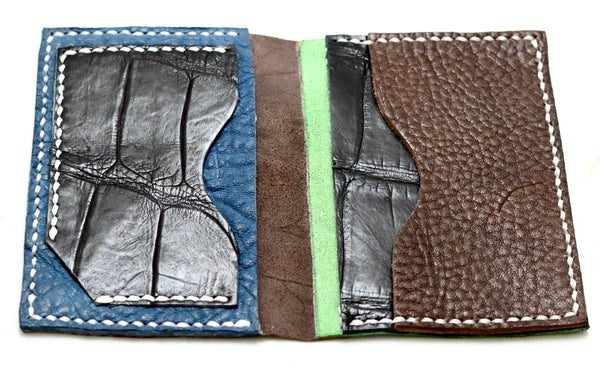 Card wallet fold | mixed leathers | calf